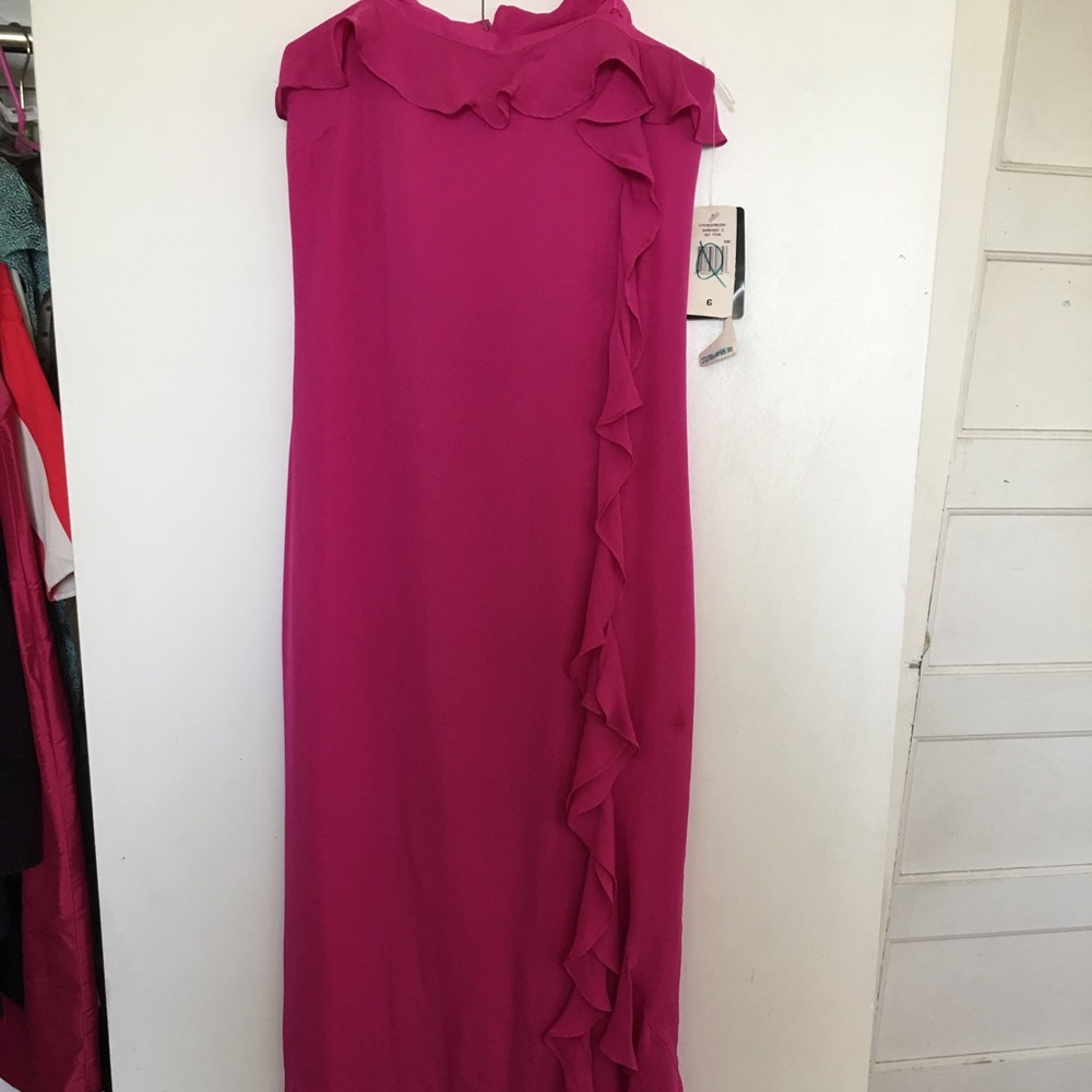 Hot Pink Silk Ralph Lauren Asymmetrical Ruffle